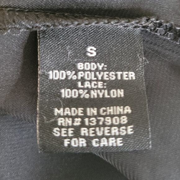 Black Slip Dress Eyelash Lace 90s Whimsigoth LBD Cocktail Party Fairy Y2K Size S - Picture 5 of 10